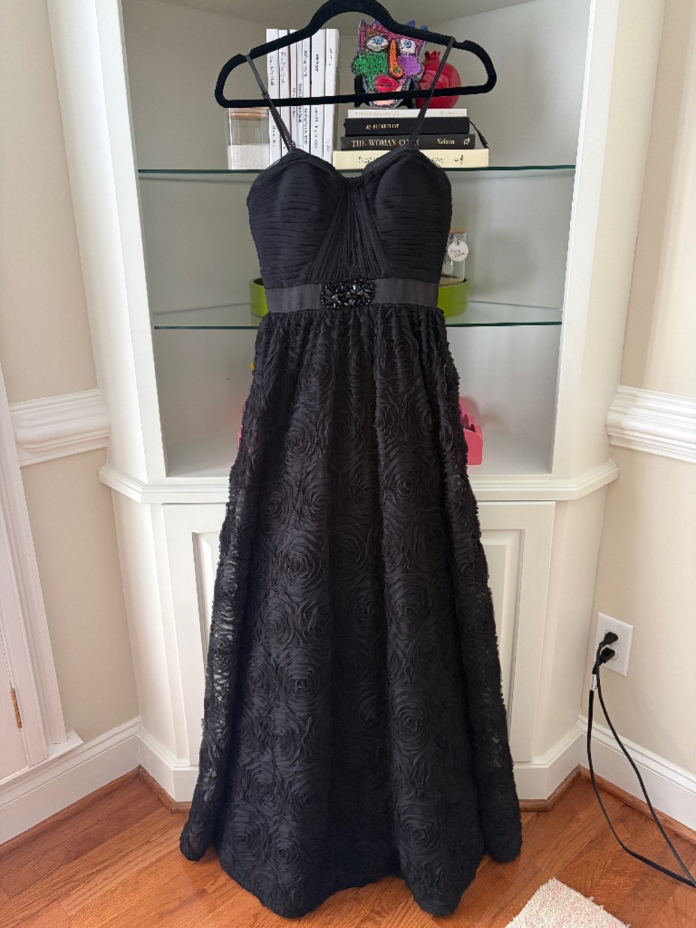Black rosette ball gown